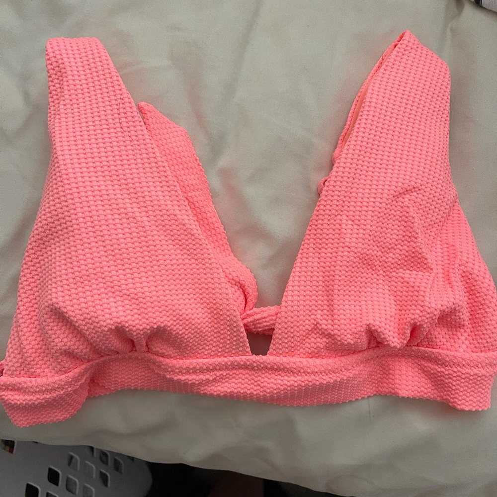 Aerie waffle tie longline Triangle bikini top